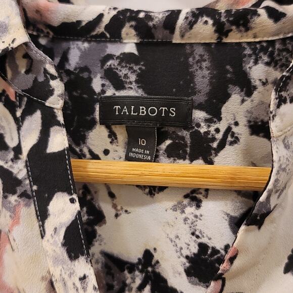 Talbots Two Way Long Sleeve Pocket Floral Blouse Size 10 - Picture 4 of 9